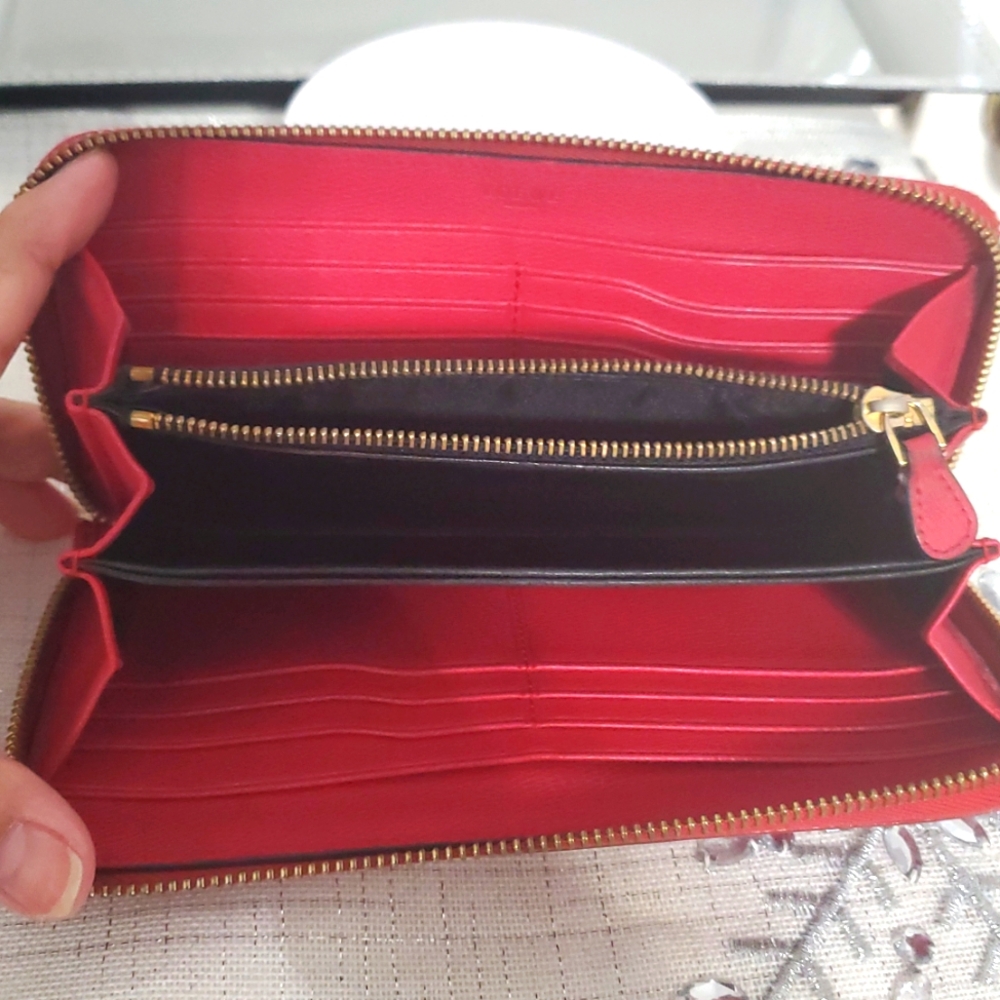 LOEWE Zip Around Long Wallet Pink/Red Anagram Leather Wallet - Picture 11 of 15